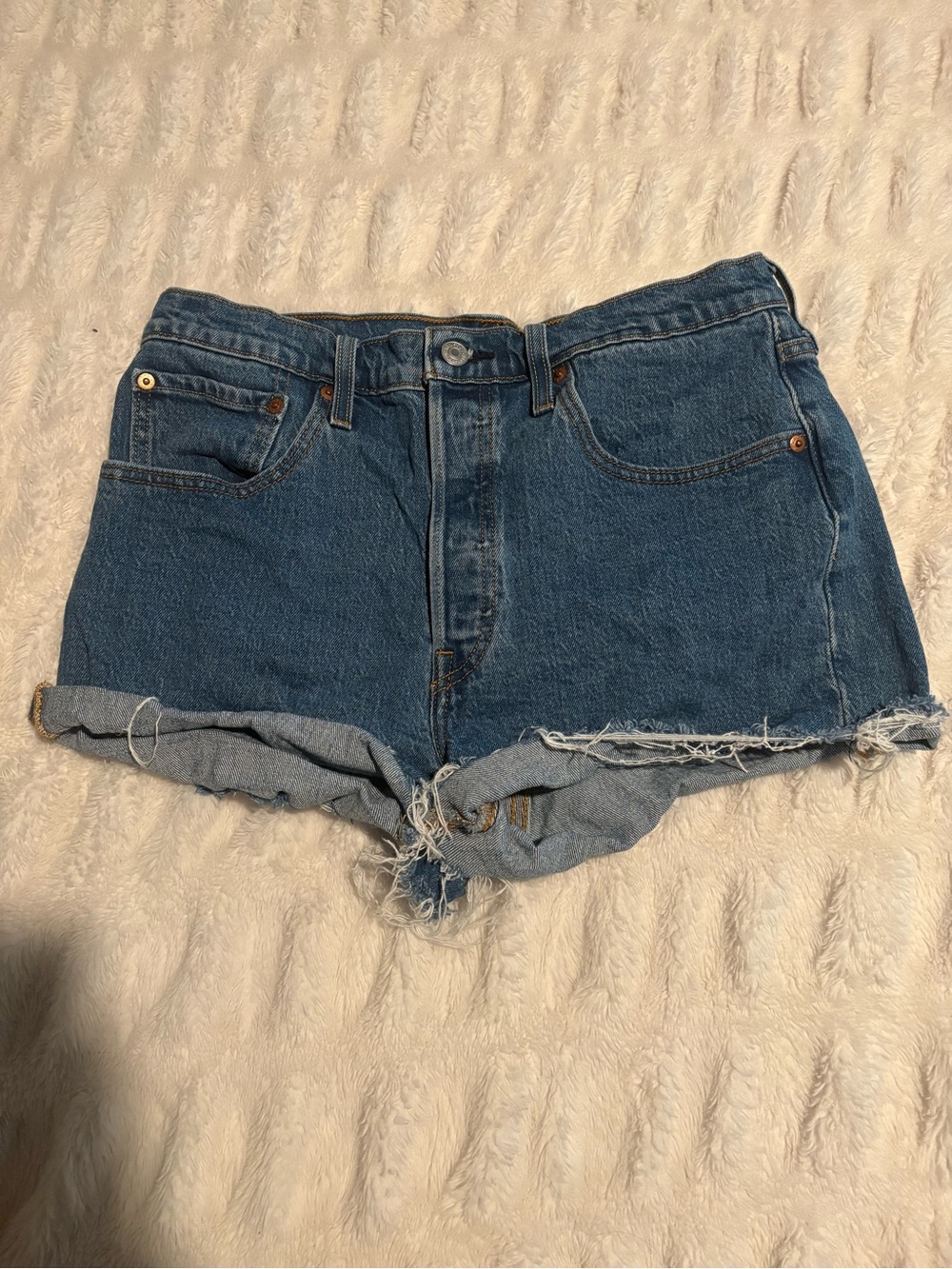 Levi's Blue Rolled Hem Denim Cutoff Shorts